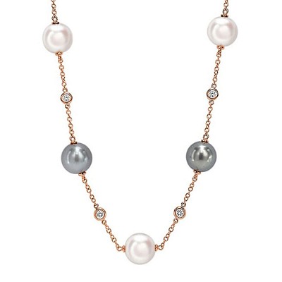 Rose Gold Pearl & Diamond Necklace